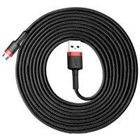 BASEUS CAFULE CABLE DURABLE NYLON BRAIDED WIRE USB / MICRO USB 2A 3M BLACK-RED (CAMKLF-H91)