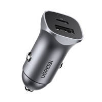UGREEN CAR CHARGER USB TYPE C / USB 24W POWER DELIVERY QUICK CHARGE GRAY (30780)