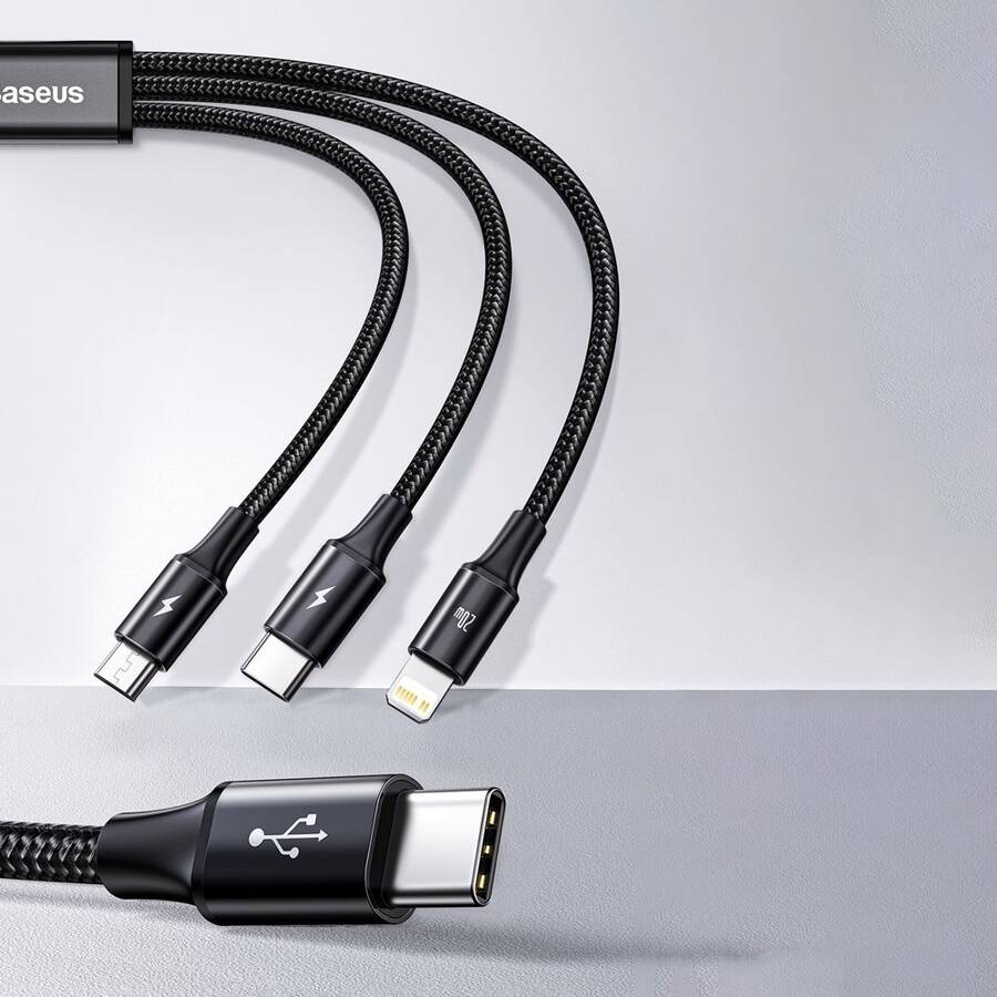 BASEUS RAPID 3IN1 USB TYP C - USB TYP C / LIGHTNING / MICRO USB CABLE 20 W 1,5 M GREEN (CAMLT-SC06)