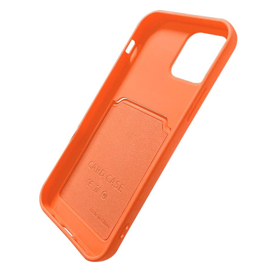 CARD CASE SILICONE WALLET CASE WITH CARD HOLDER DOCUMENTS FOR IPHONE 12 ORANGE