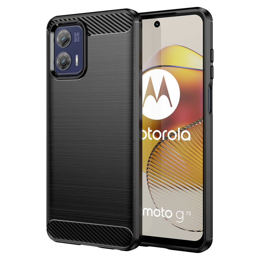 Carbon Case for Motorola Moto G73 5G flexible silicone carbon cover black