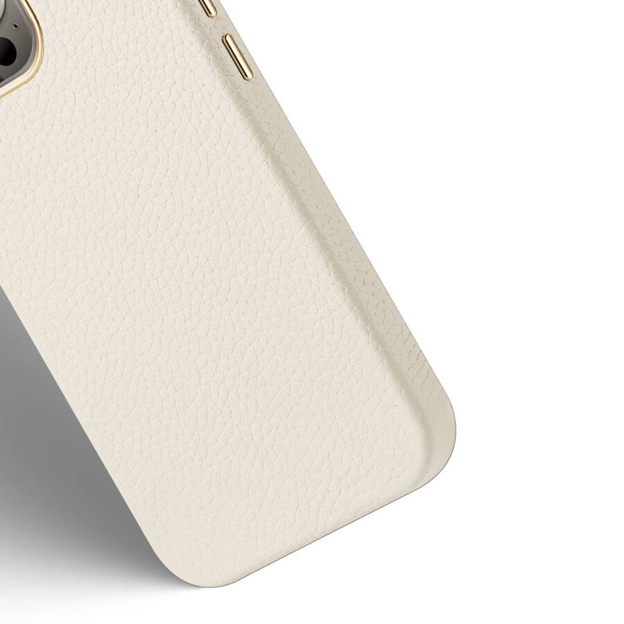 DUX DUCIS ROMA LEATHER CASE FOR IPHONE 13 PRO ELEGANT CASE MADE OF GENUINE LEATHER WHITE