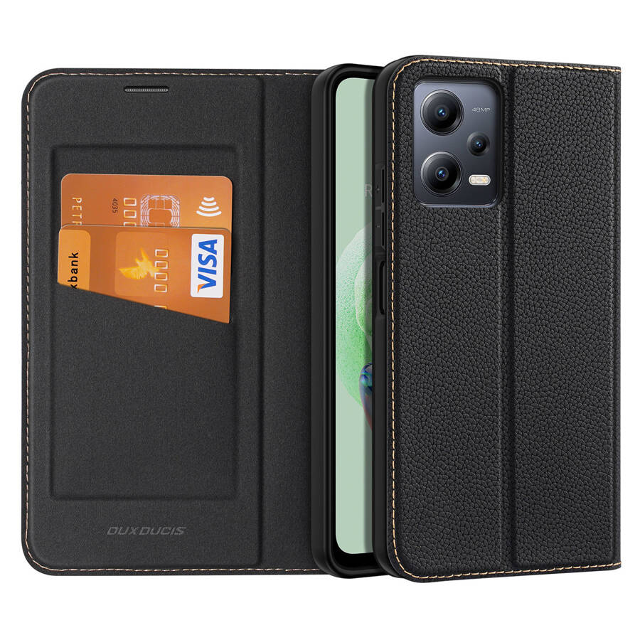 Dux Ducis Skin X2 Case For Xiaomi Redmi Note 12 5G / Poco X5 5G Cover Flip Wallet Stand Black