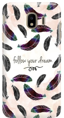 FUNNY CASE OVERPRINT FOLLOW YOUR DREAM FEATHERS SAMSUNG GALAXY J4 2018