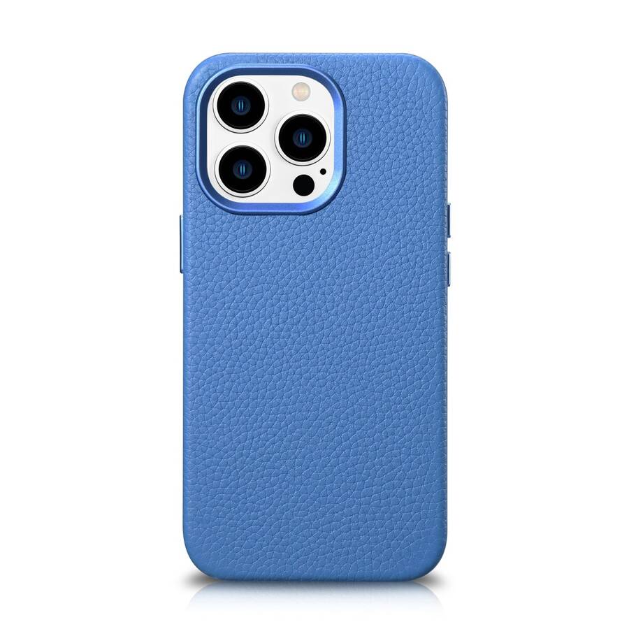 ICARER LITCHI PREMIUM LEATHER CASE IPHONE 14 PRO MAGNETIC LEATHER CASE WITH MAGSAFE LIGHT BLUE (WMI14220710-LB)