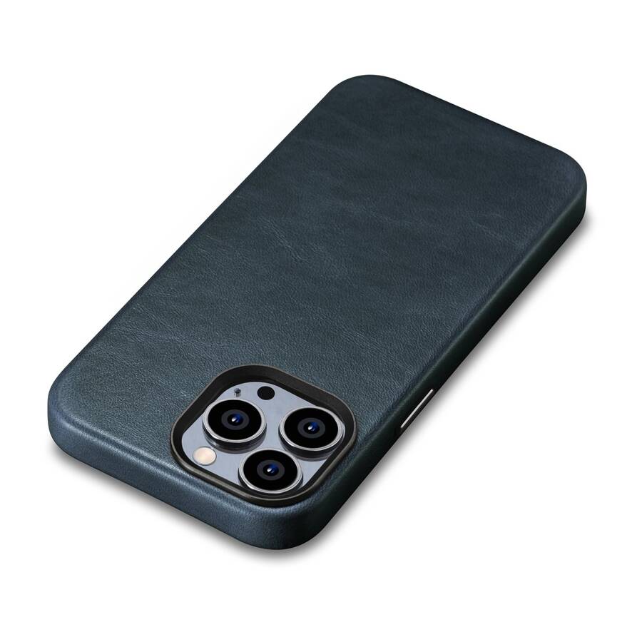 ICARER OIL WAX PREMIUM LEATHER CASE IPHONE 14 PRO MAGNETIC LEATHER CASE WITH MAGSAFE DARK BLUE (WMI14220702-BU)