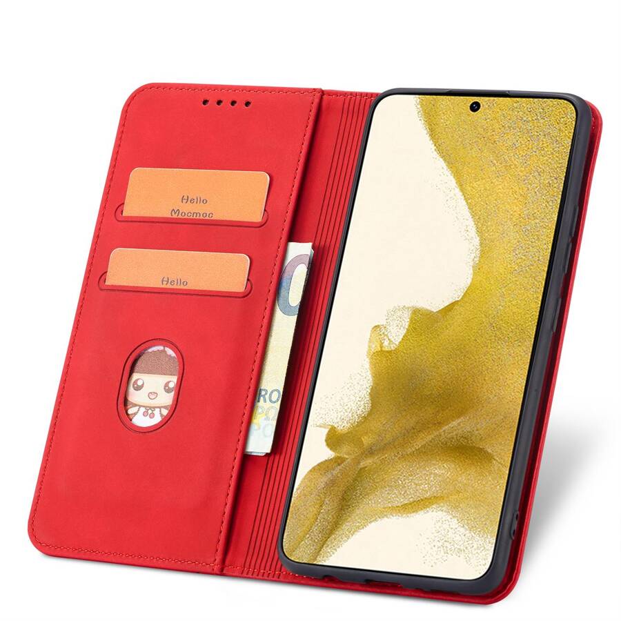 MAGNET FANCY CASE CASE FOR SAMSUNG GALAXY S22 + (S22 PLUS) POUCH WALLET CARD HOLDER RED