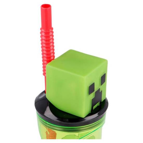 MINECRAFT PLASTIC BOTTLE  3D WITH TUBE 360ML