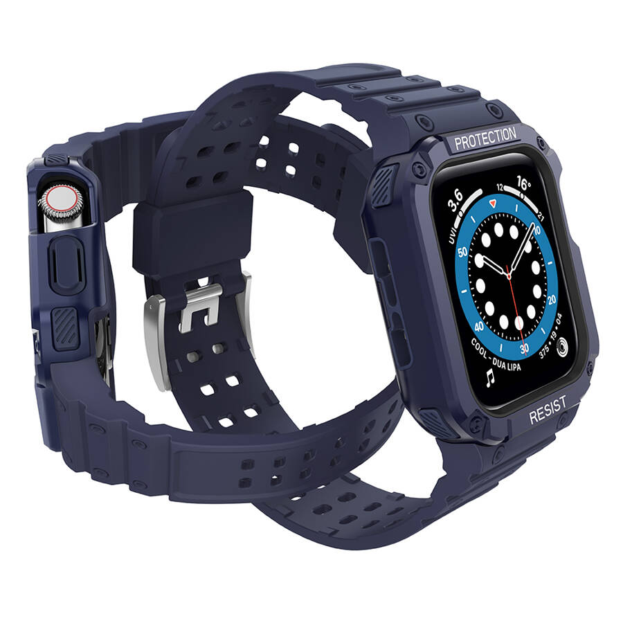 PROTECT STRAP BAND BAND WITH CASE FOR APPLE WATCH 7 / SE (41/40 / 38MM) CASE ARMORED WATCH COVER BLUE