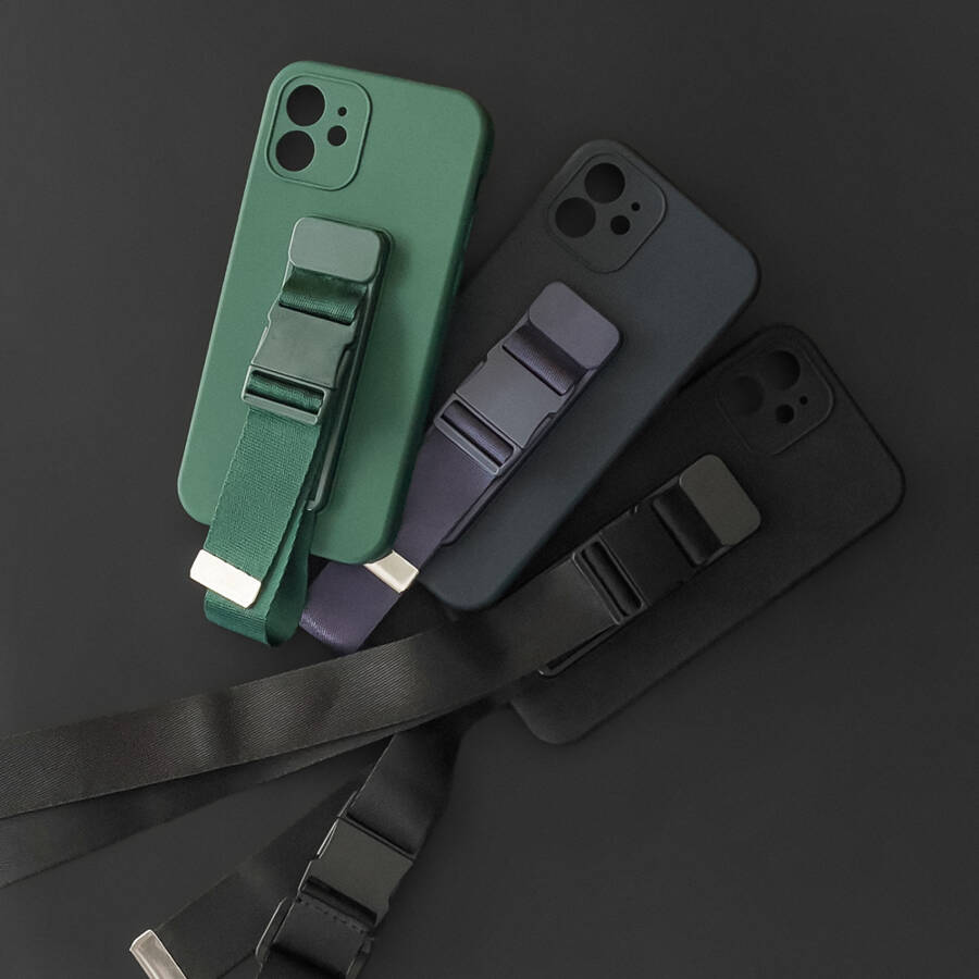 ROPE CASE GEL TPU AIRBAG CASE COVER WITH LANYARD FOR IPHONE XS MAX BLACK