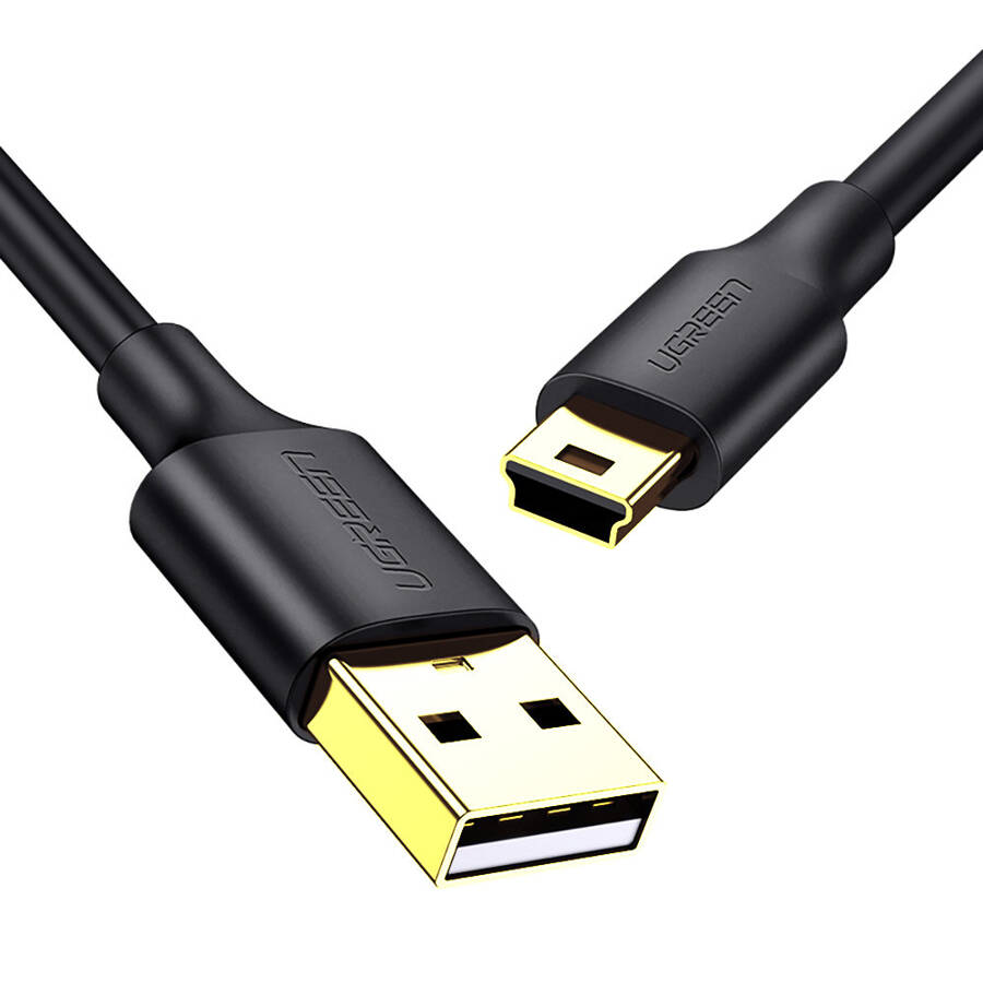 UGREEN 5 PIN GOLD-PLATED USB CABLE - MINI USB 0.25M BLACK (US132)