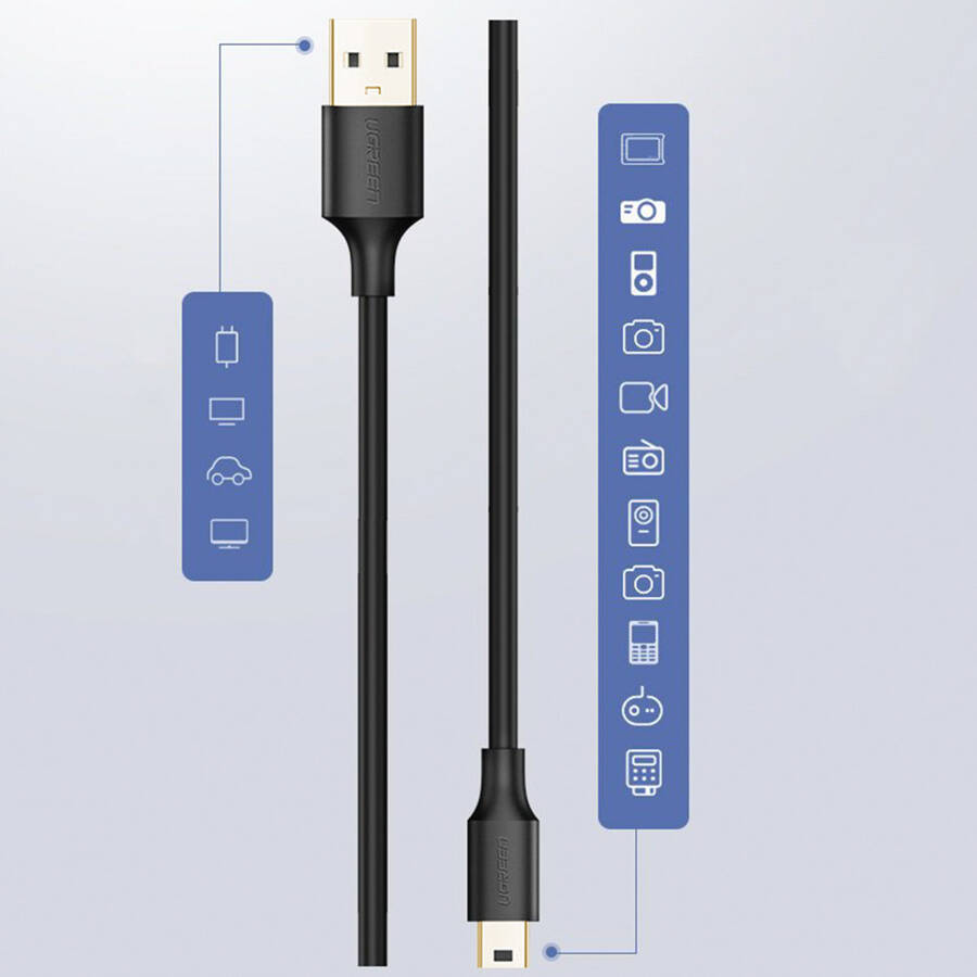 UGREEN CABLE USB - MINI USB CABLE 480 MBPS 3 M BLACK (US132 10386)