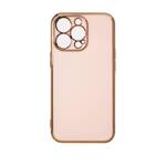 LIGHTING COLOR CASE FOR IPHONE 12 PRO MAX PINK GEL COVER WITH GOLD FRAME