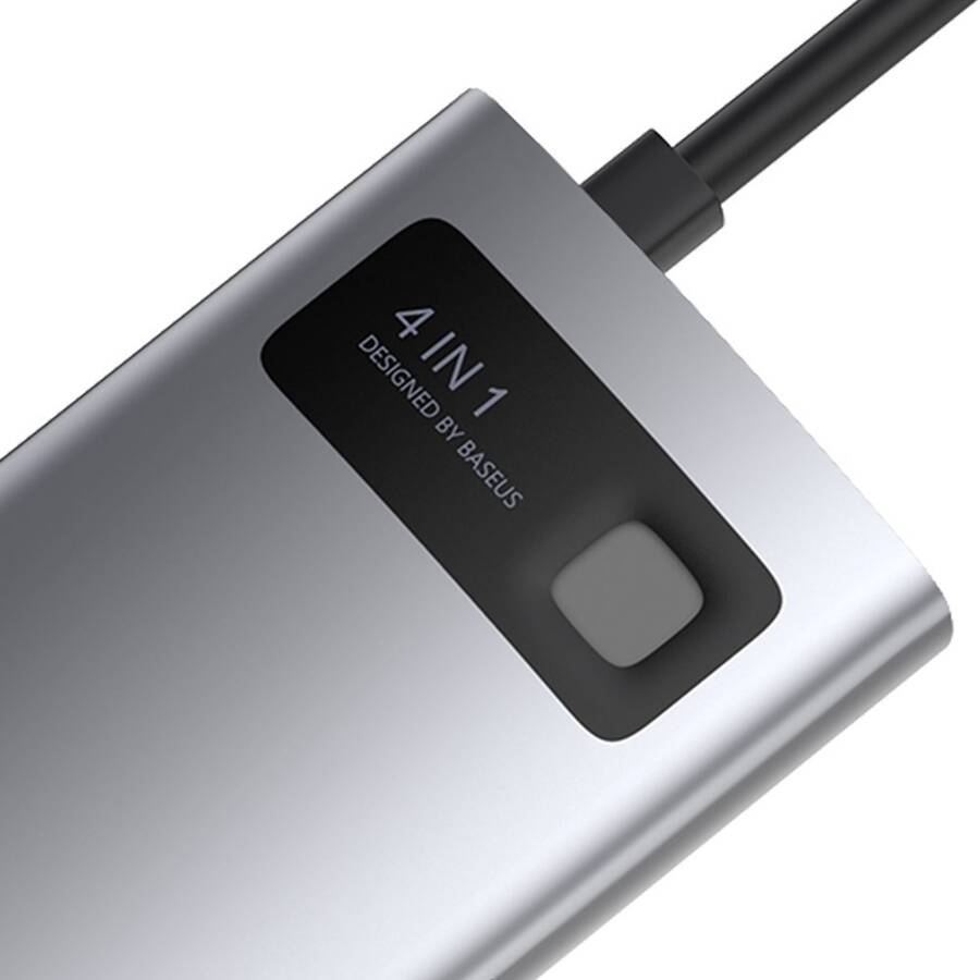 Baseus Metal Gleam 4w1 wielofunkcyjny HUB USB Typ C - USB Typ C Power Delivery 100 W / HDMI 4K 30 Hz / USB 3.2 Gen 1 / USB 2.0 (CAHUB-CY0G)