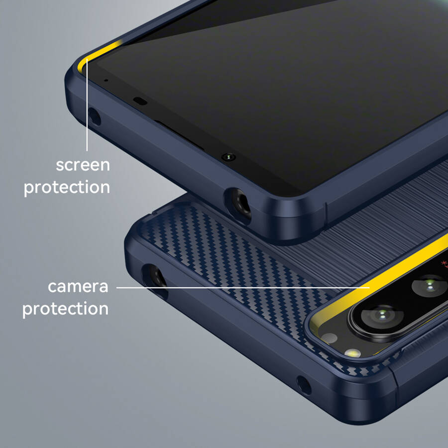 Carbon Case etui Sony Xperia 5 IV elastyczny silikonowy karbonowy pokrowiec czarne