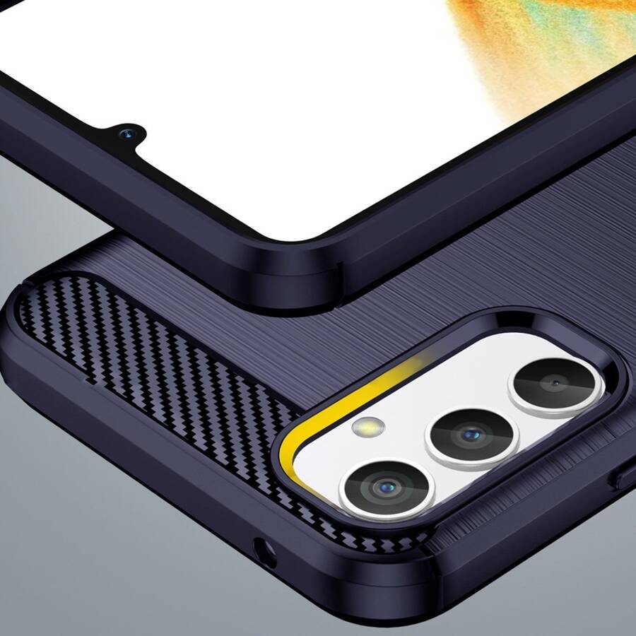 Carbon Case etui do Samsung Galaxy A34 5G elastyczny silikonowy karbonowy pokrowiec niebieskie