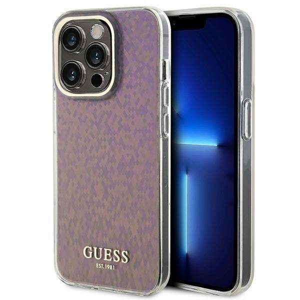 GUESS GUHCP15XHDECMP IPHONE 15 PRO MAX 6.7" RÓŻOWY/PINK HARDCASE IML FACETED MIRROR DISCO IRIDESCENT