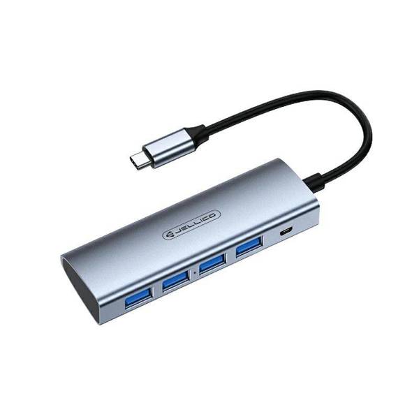 JELLICO ADAPTER - HU-51 USB-C NA 4 x USB3.0 + MICRO USB SZARY