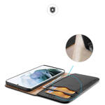 Dux Ducis Hivo skórzane etui z klapką pokrowiec ze skóry naturalnej portfel na karty i dokumenty Samsung Galaxy S22 Ultra czarny