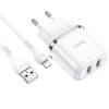 HOCO N4 ASPIRING NETWORK CHARGER + LIGHTNING CABLE WHITE
